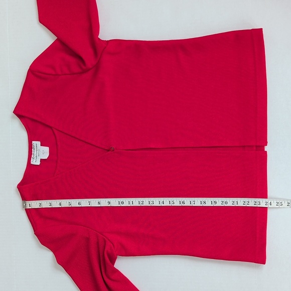 Vtg. Haberdashery by Leslie Fay Sportswear Mock Two-Piece Cardigan LP Red - Picture 14 of 15